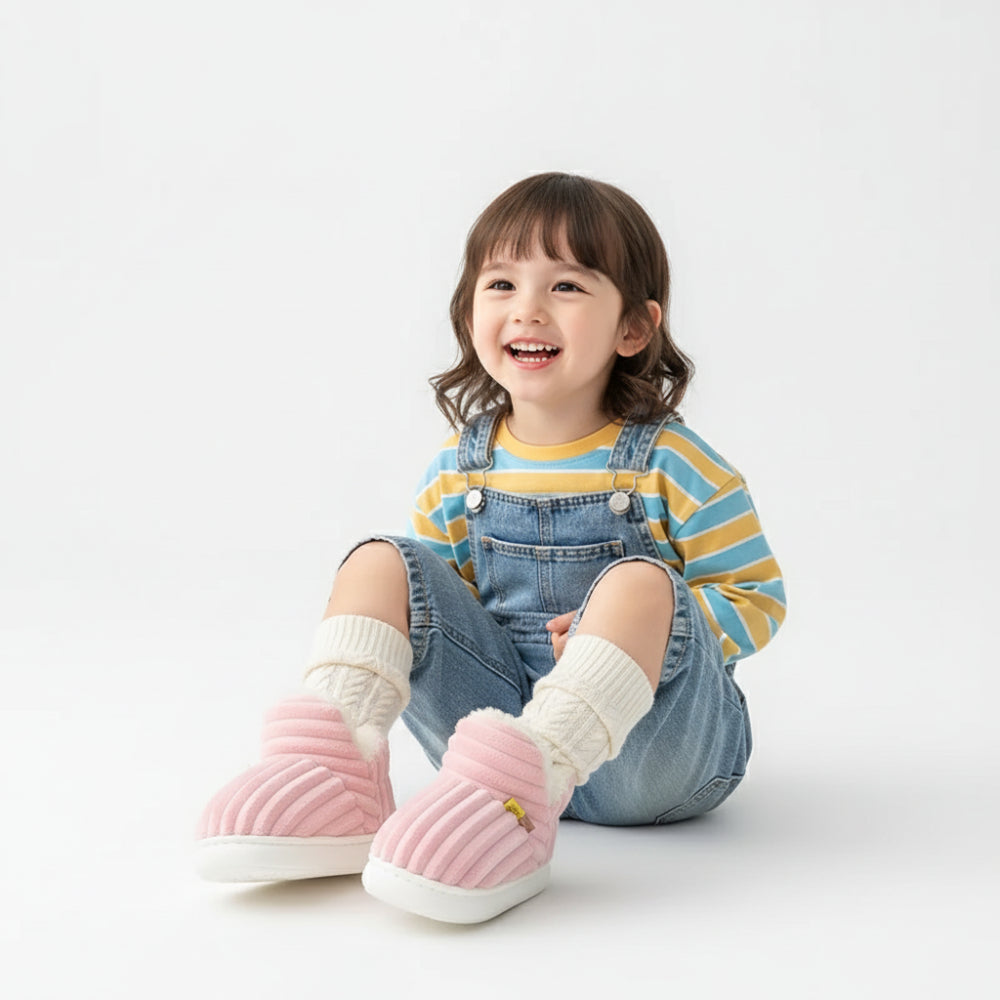 Fodrade tofflor barn i randigt mönster – mjukt bomullsfoder – Kivela