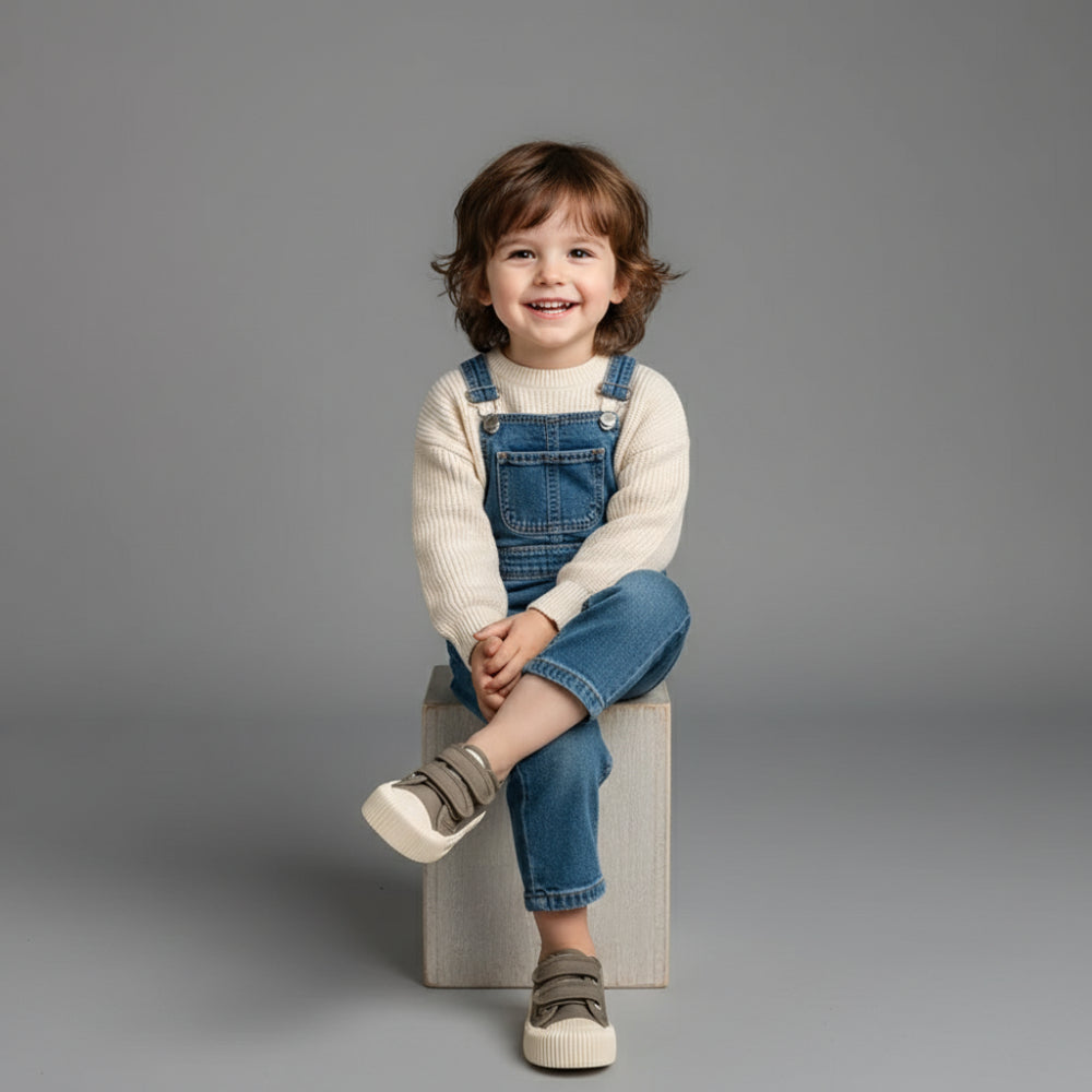 Vita barnsneakers i canvas – flexibla, luftiga och bekväma – Kivela